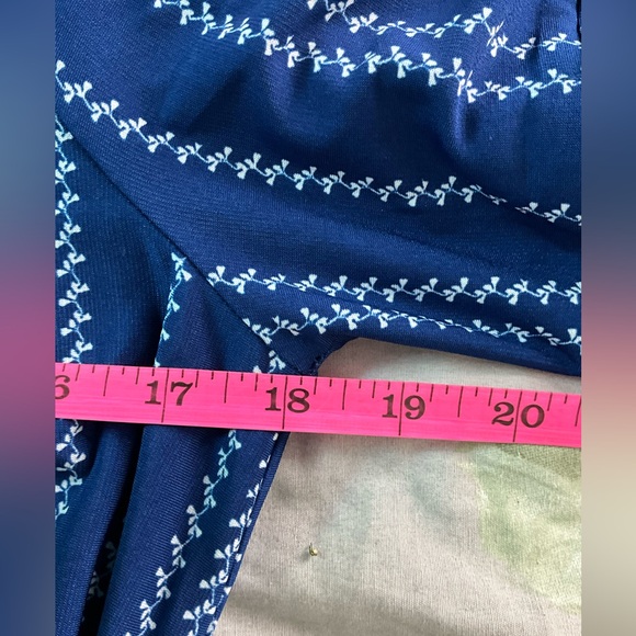 Betsey’s Boutique Shop Navy Blue Striped Slip Lined Pocket Button Back Dress L - Picture 6 of 7